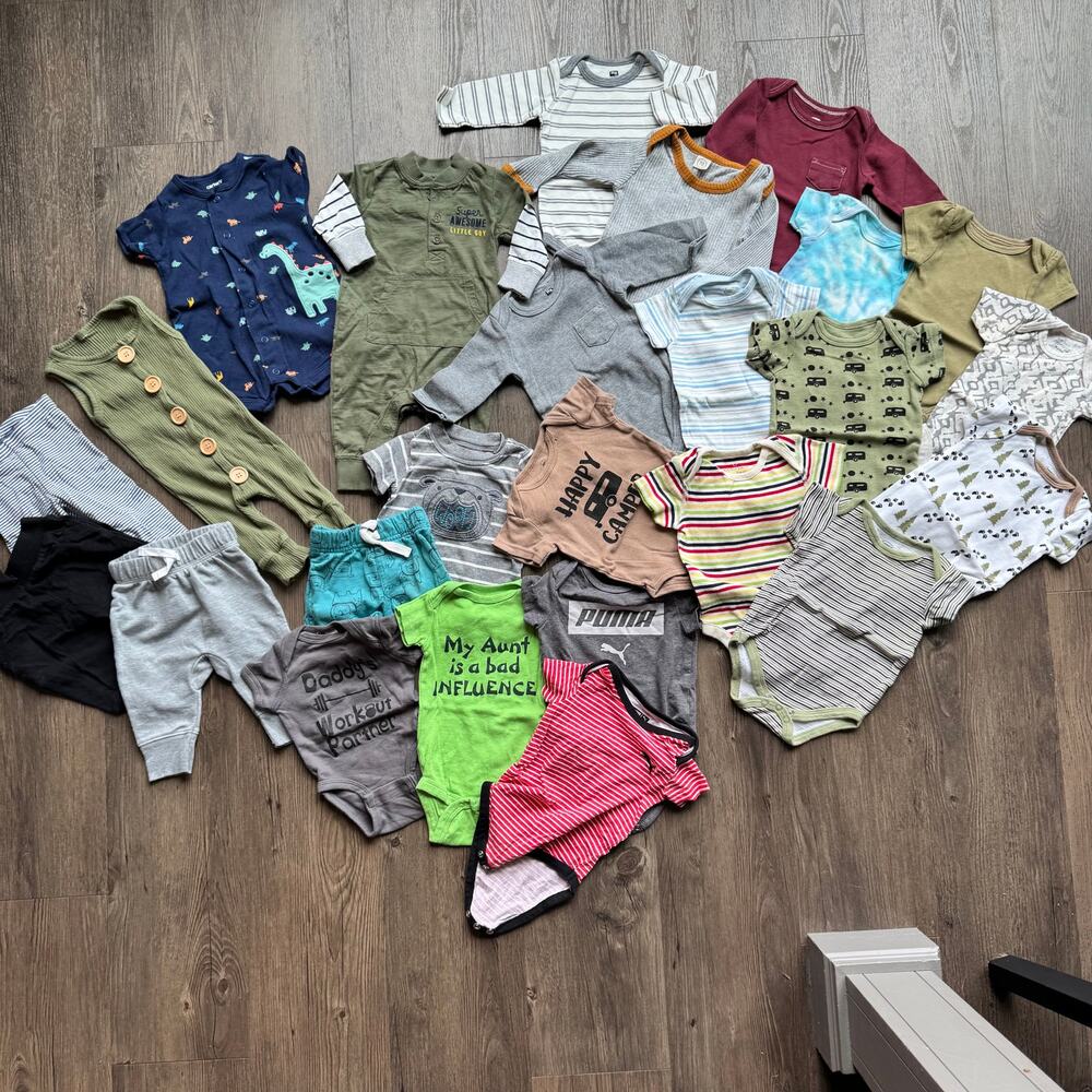 Baby Boy 0-3 Months Clothes Large Lot 25 Pieces Puma Carter's Infant Bundle Set